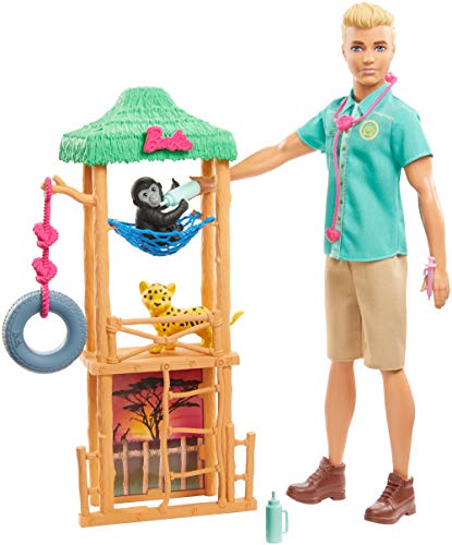Barbie- Carriere Playset ​Ken Veterinario con Bambola e Accessori Giocattolo per Bambini 3+ Anni, GJM33