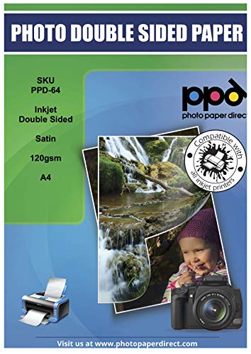 PPD A4 Carta Satinata Per Brochure Per Stampanti A Getto D’Inchiostro, Fronte-Retro, 120 gsm, 100 fogli - PPD-64-100