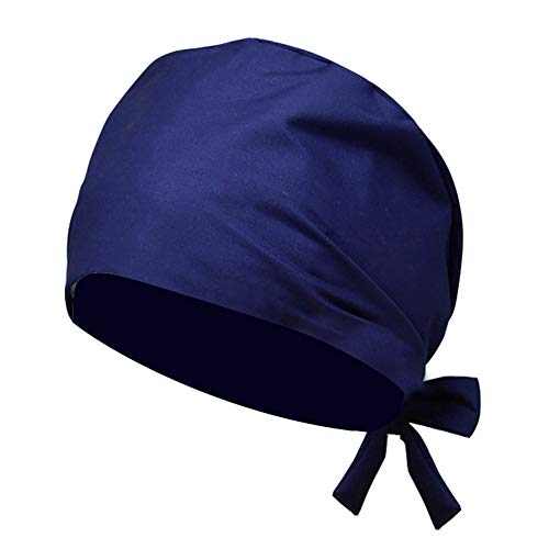 Cappello unisex con fascia per il sudore regolabile in cotone blu elastico da chef riutilizzabile lavabile multiuso