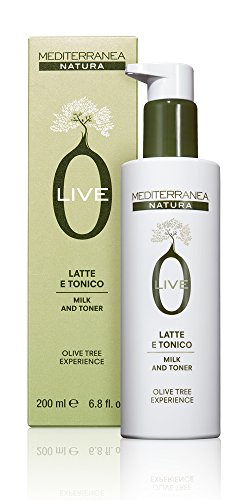 Mediterranea - Olive Latte e Tonico - Tonico Viso Idratante per Donna e Uomo - Deterge Delicatamente e Lascia la Pelle Luminosa ed Elastica - 200 ml