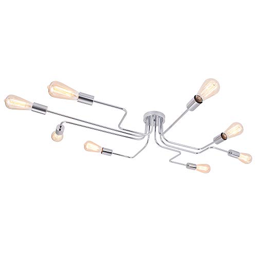 Lingkai Lampada a Sospensione Moderna Plafoniera con 8 Basi Lampadina E27 Lampada da Soffitto Metallo Lampadario Cucina Salotto Camera da Letto Plafoniera Soffitto