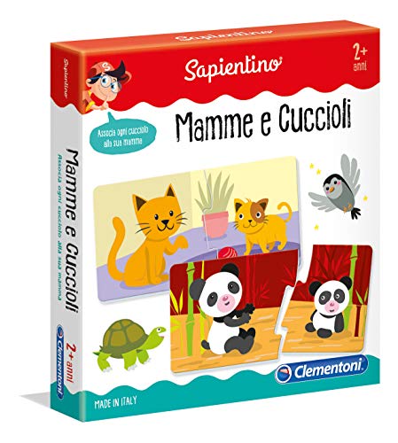 Clementoni Sapientino Mamme e Cuccioli tessere illustrate, 12 mini puzzle, gioco educativo 2 anni, progressive puzzle incastro animali, Made in Italy, 11969