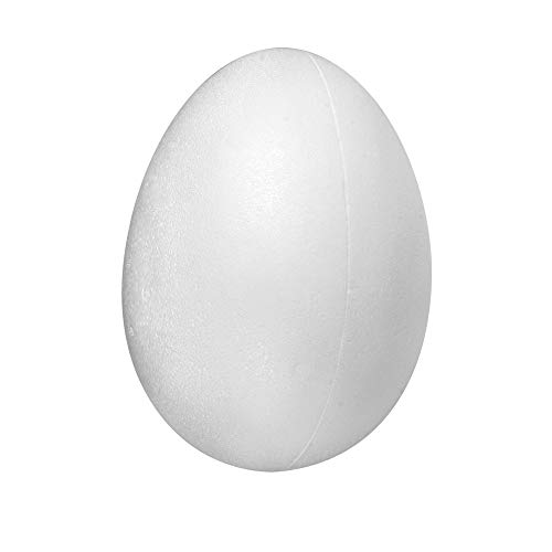 Rayher 30167000 Uovo in Polistirolo, 2 Semisfere, da Decorare e Colorare, Uovo di Pasqua Decoro, Altezza 2 6cm, Bianco
