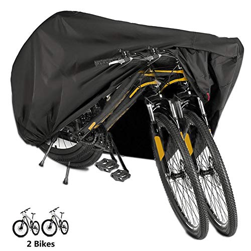 Emiup, telo protettivo per 2 biciclette in nylon impermeabile antipolvere, antipioggia, protezione dai raggi UV. Copertura resistente per mountain bike/bicicletta da strada (colore nero)