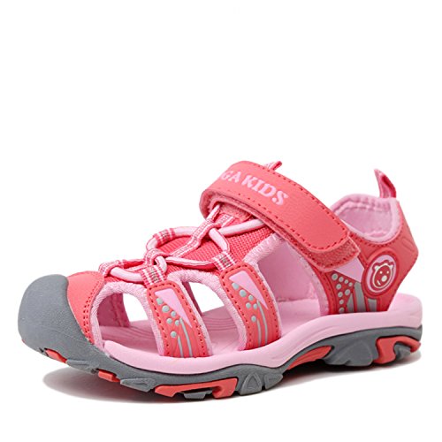 SAGUARO Sandali Estivi Bambini Outdoor Ragazze Cuoio Morbida Sandali da Spiaggia Sport Antiscivolo Sandali Scarpe da Trekking Rosa Gr.27