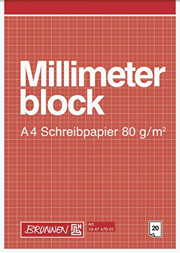 Brunnen Millimeterblock - Carta millimetrata formato A4, 298 x 211 mm, 20 fogli, colore: Ruggine
