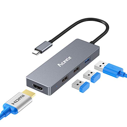 Aceele USB C Hub USBC 3.1 Tipo C Adattatore con Porte 4K HDMI USB 2.0 e USB 3.0 Compatibile con MacBook PRO XPS Surface PRO 7 Samsung Computer Portatili Tablet