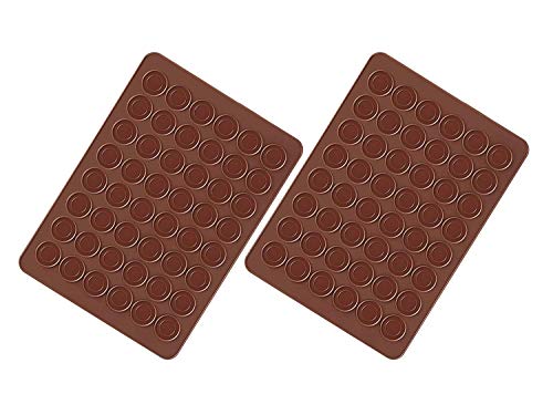 Voarge - Set di 2 tappetini per macarons in silicone con 48 cavità antiaderenti, 38 x 28 cm