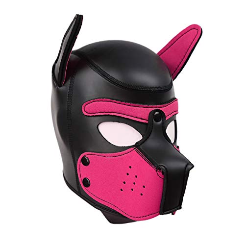 SIUNRIYO Festa in Costume di Halloween in Lattice di Gomma Role Play Dog Mask Puppy Cosplay Testa Piena con Orecchie 10 Colori
