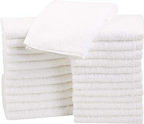 AmazonBasics - Asciugamani in cotone, confezione da 24, Bianco