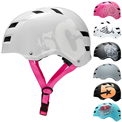 SkullCap® BMX & Casco per Skater Casco - Bicicletta & Monopattino Elettrico, Design: SC Pink, Taglia: L (58-61 cm)