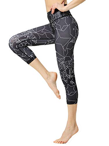 Flyily, leggings sportivi da donna, a vita alta, elasticizzati, per yoga, (Star, XL)