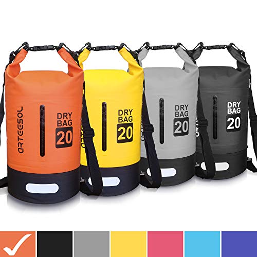 arteesol Borsa Impermeabile, 5L 10L 20L 30L Dry Bag/Sacco Sacchetto Impermeabile con Cinghia Regolabile Lungo per Kayak Tour in Barca Canoa/Pesca/Rafting/Nuoto/Snowboard