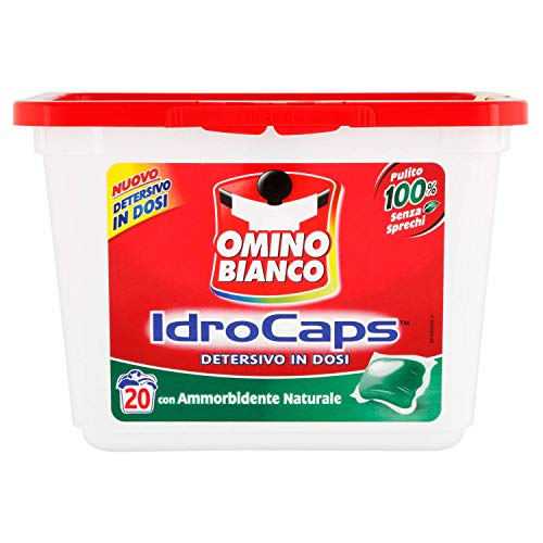 Omino Bianco - IdroCaps, Detersivo in Dosi con Ammorbidente, Pulito 100% Senza Sprechi - 20 pezzi