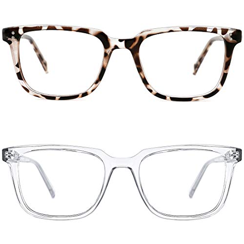 TIJN - Occhiali da sole blu per donne e uomini, lenti anti affaticamento degli occhi Leopardo + trasparente. 90