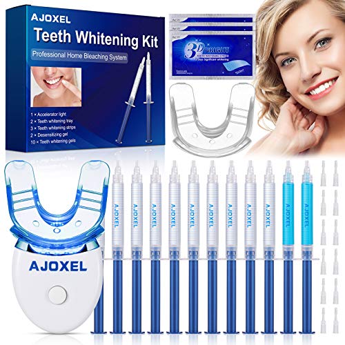 Gel Sbiancante Denti, AJOXEL Sbiancante Denti Professionale, Kit Sbiancamento Denti LED con Bite Dentale, Teeth Whitening Kit, Sbiancamento dei Denti Strisce Sbiancanti Denti Gel Lenitivo