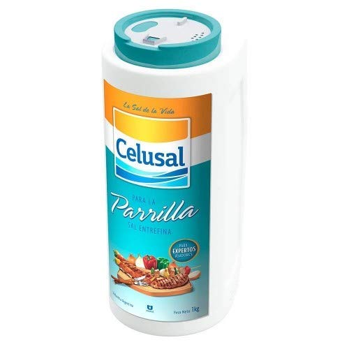 Celusal - Sale per barbecue - Senza glutine - Prodotto argentino - Per esperti griglie - Scalda sale in plastica -1 Kg