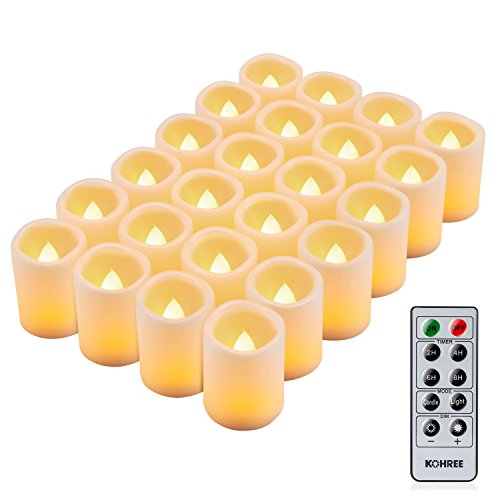 Kohree 24 x Candele LED Senza Fiamma con Timer Controllato da remoto Batteria luminosità regolabile LED lampeggiante Candele Decorazione Casa Camera Natale Party Partito Matrimonio regalo