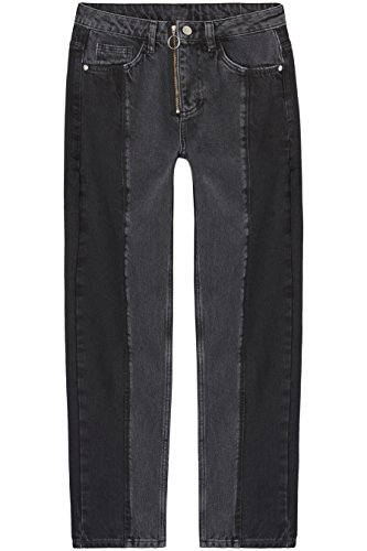 Marchio Amazon - find. Jeans Dritti con Pannelli e Zip Donna, Nero (Dark Grey), 32W / 32L, Label: 32W / 32L