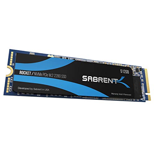 Sabrent SSD Interno 512GB Rocket NVMe PCIe M.2 2280 Drive a Stato Solido ad Alte Prestazioni (SB-ROCKET-512)