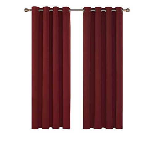 Deconovo Tende Oscuranti per Interni Termiche Isolanti con Occhielli per Camera da Letto Moderne 132x160cm 2 Pannelli Rosso Scuro