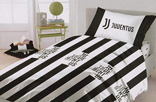 Juventus Completo Letto in Cotone Prodotto Ufficiale Lenzuola Juve Nuova Collezione (Singolo)