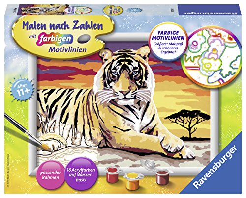 Ravensburger 28553 - Colorare con i Numeri, Tigre maestosa