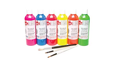 Scolaquip Pittura per Tessuto, Materiali Artistici Educativi per Bambini, 6 x 150ml, Colori Fluo Assortiti