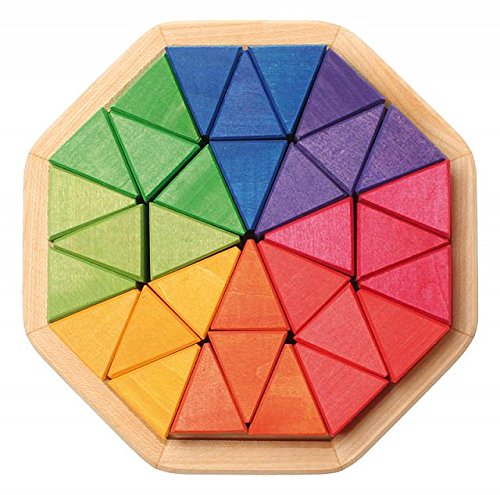 Grimm's Medium Octagon Form Building Set - Wooden Mosaic Block Puzzle, 32 Triangles by Grimm's Spiel and Holz Design