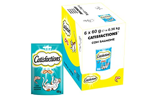 Catisfactions con Snack per Gatto Delizioso Salmone - Confezione da 6 Pezzi