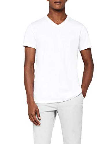 Marchio Amazon - MERAKI T-shirt in Cotone con Scollo a V a Manica Corta Regular Fit Uomo, Bianco (Optic White), 3XL, Label: 3XL
