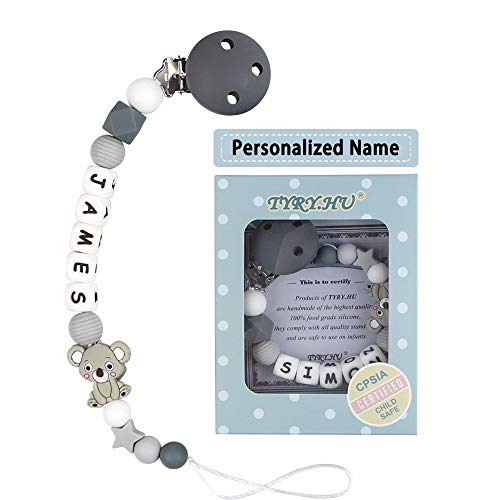 Clip Ciuccio con Nome Personalizzata Procione Massaggiagengive Porta ciuccio BPA Gratuito Baby Shower Regali