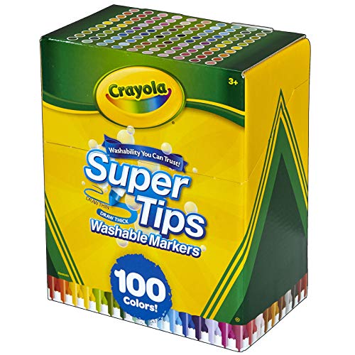 Crayola Super Tips - Pennarelli lavabili (confezione da 100, multicolore)