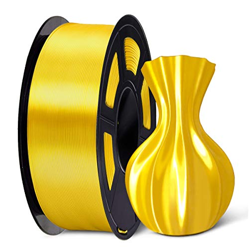 SUNLU 3D Filament 1.75, Shiny Silk PLA Filament 1.75mm, 1KG PLA Filament 0.02mm for 3D Printer 3D Pens, Yellow