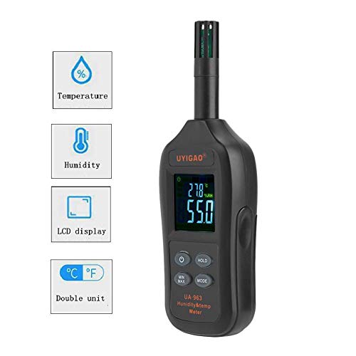 Igrometro termometro digitale, mini misuratore di temperatura psicrometro LCD, UA963 Monitor ad alta precisione con umidità bagnata per bulbo umido e punto di rugiada, per prove di laboratorio, indust