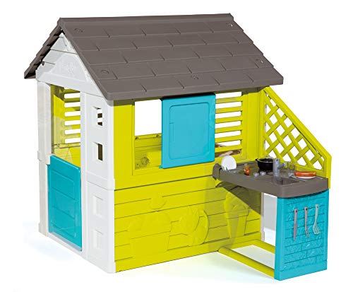 Smoby Pretty Casa - Casetta per bambini interni ed esterni, con cucine e giocattoli da cucina (17 pezzi), casetta da giardino per bambini e bambine dai 2 anni in su.