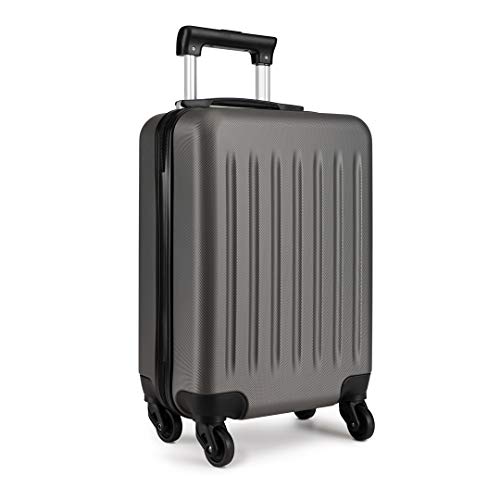 Kono Trolley Rigido Cabin Size Leggero Valigia con 4 Ruote in ABS Resistente (M,Grigio)