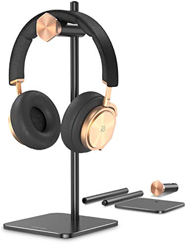 OMOTON Supporto per Cuffie Regolabile, Porta Cuffie con Altezza Regolabile, Stand Universale in Alluminio, Supporto per AirPods Studio, Audio-Technica, Sony MDR, Mpow, DOQAUS, AKG, Sennheiser, Nero