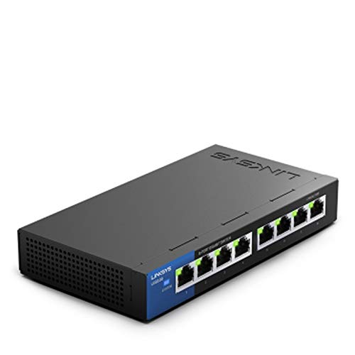 Linksys LGS108-EU Gigabit Unmanaged Switch a 8 Port, Velocità fino a 1000 Mbps, Connessione Plug&Play, QoS, Conformità Standard EEE