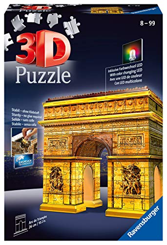Ravensburger Italy- Arco di Trionfo Puzzle, 3D Building, Night Edition, Colore meerkleurig, 12522