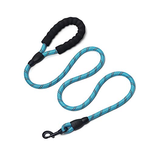 HAODIUSB88 Guinzaglio per Cani, 1,5 m Robusto Guinzaglio per Cani con Comoda Impugnatura Imbottita e Fili Altamente Riflettenti Guinzagli(Blu)