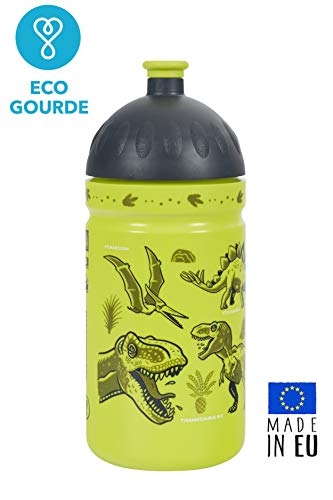 La Borraccia Ecologica per Bambini *MADE IN EU* 0,5L Senza BPA, Senza PHTALATES Bottiglia per Acqua Infrangibile, Durevole e Simpatica! (Dinosauro)