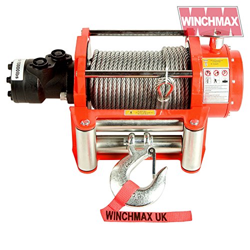 Winchmax - Verricello idraulico originale arancione, con corda in acciaio