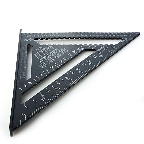 12 pollici Righello triangolo in lega di alluminio, 4EVERHOPE Triangle Shape Square Ruler Strumento di misura a 90 gradi per carpentiere