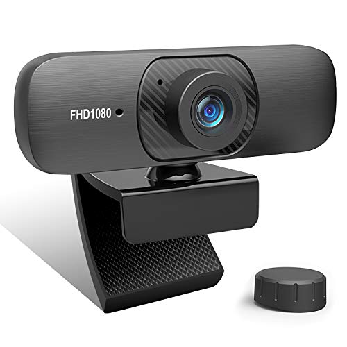 Webcam per PC con Microfono Stereo, Portatile Webcam per Streaming Live Full HD 1080P con Messa a Fuoco Automatica/Eliminazione del Rumore, per Videochiamate, Conferenze, Lezioni Online, Skype