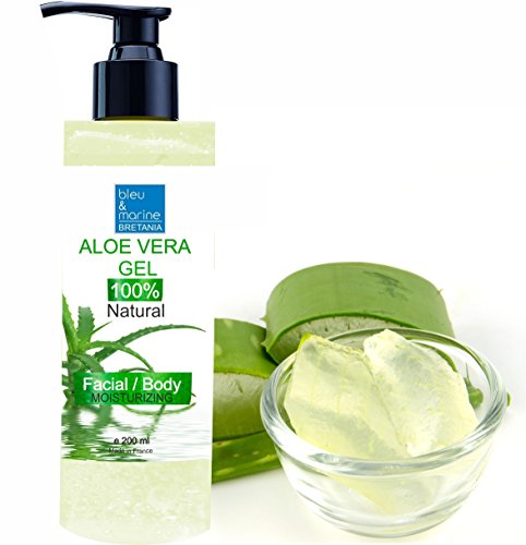 Gel di Aloe Vera 100% Naturale – eccellente per Idratare Viso e Corpo, utilizzabile anche sui capelli– crema post depilazione– Flaconcino con beccuccio, 200 ml