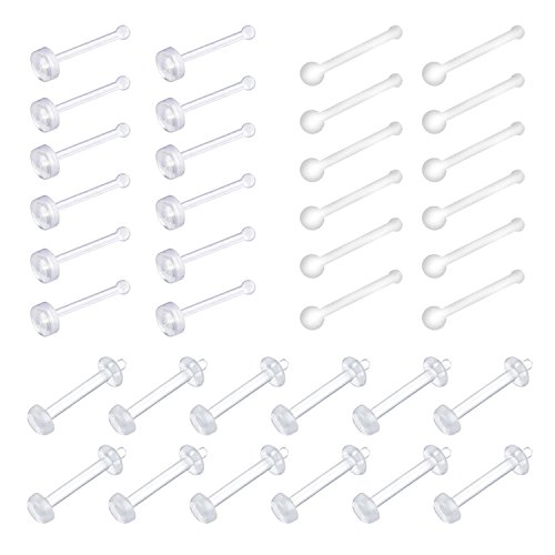 incaton Naso Stud Piercing al Naso con Piercing Chiaro Fermo Flessibile Bioflex Acrilico Piercing di Gioielli