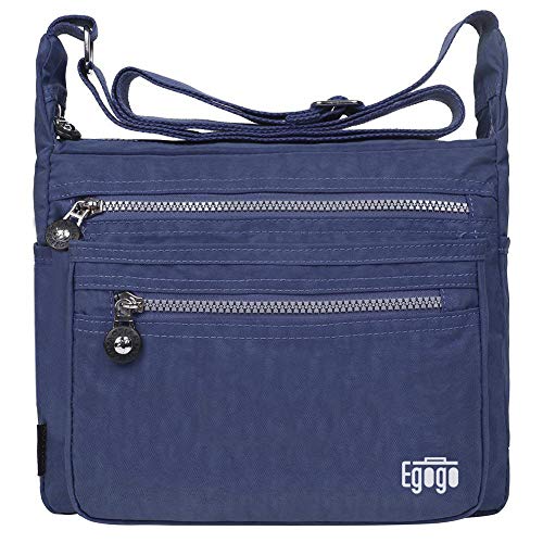 EGOGO donne borse a spalla borsa a tracolla muliti tasche borsetta E303-5 (Blu Scuro)
