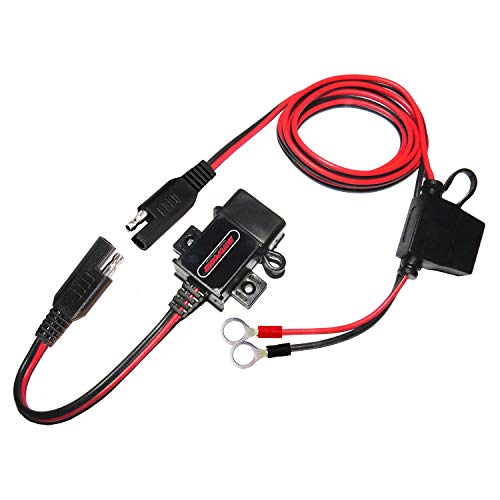 MOTOPOWER 3.1Amp Caricabatterie USB per moto per la ricarica di telefoni cellulari, GPS o videocamere sportive - con cavo terminale ad anello protetto da fusibile