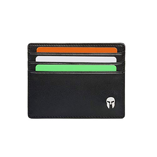 SPARTANO Porta Carte di Credito da Uomo in Vera Pelle con Protezione RFID, Portafoglio Slim Sottile Elegante con 6 Tasche per Tessere e 1 per Banconote - ARES